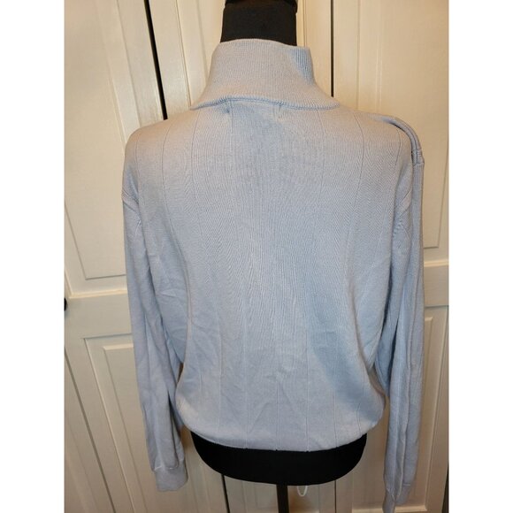 Baby Blue Ribbed Mock Neck Sweater M Dress Barn Old Money Winter Preppy Cottage - Picture 2 of 7